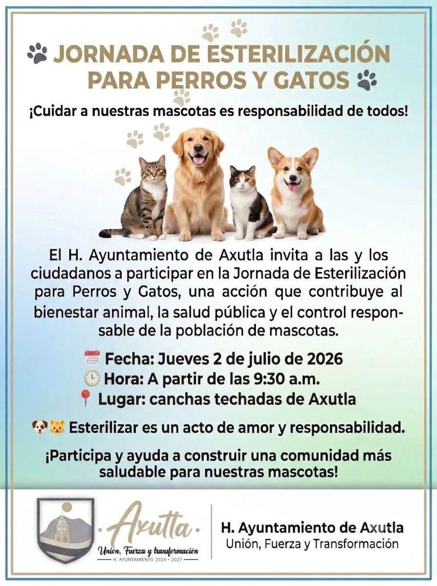 🐾  ¡Jornada de Esterilización en Axutla! 🐱🐶